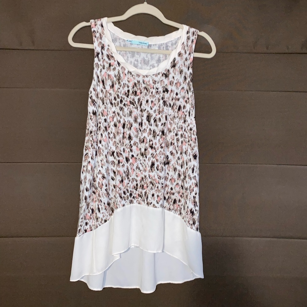 Brown pink cream sleeveless tunic top